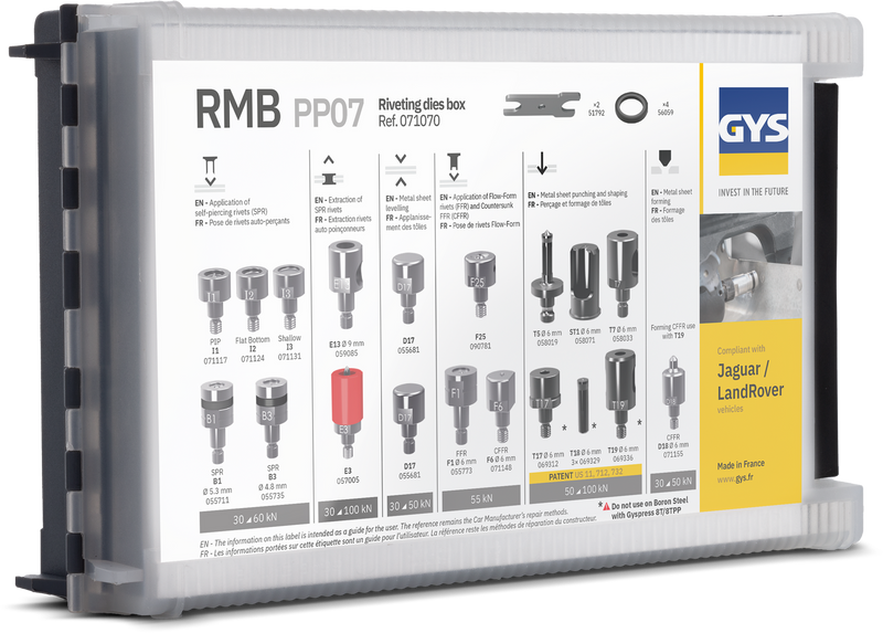 RMB PP 07 DIE KIT FOR 8T.PP/10T.PP RIVETER (JLR v2)