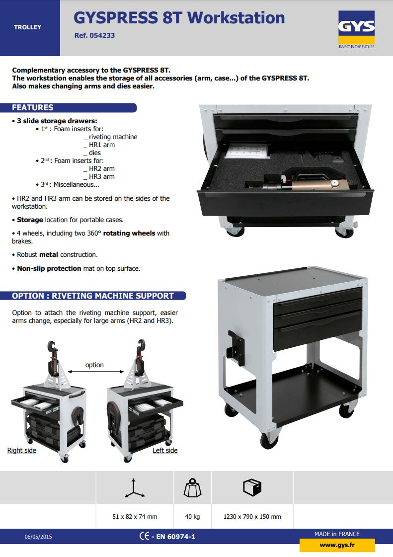 WORKSTATION FOR 8T/10T RIVETING MACHINES