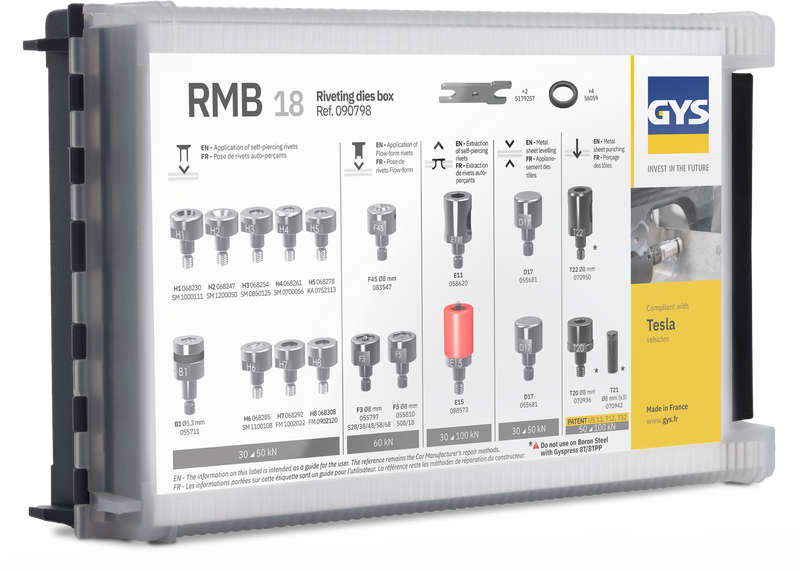 RMB 18 DIE SET (Tesla) 10T RIVETER – ref. 090798