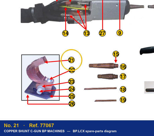 Ref. 77067 – location No. 21 on the GYS BP.LCX spare-parts diagram
