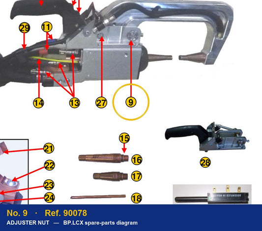 Ref. 90078 – location No. 9 on the GYS BP.LCX spare-parts diagram