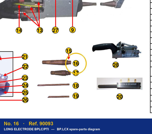 Ref. 90093 – location No. 16 on the GYS BP.LCX spare-parts diagram