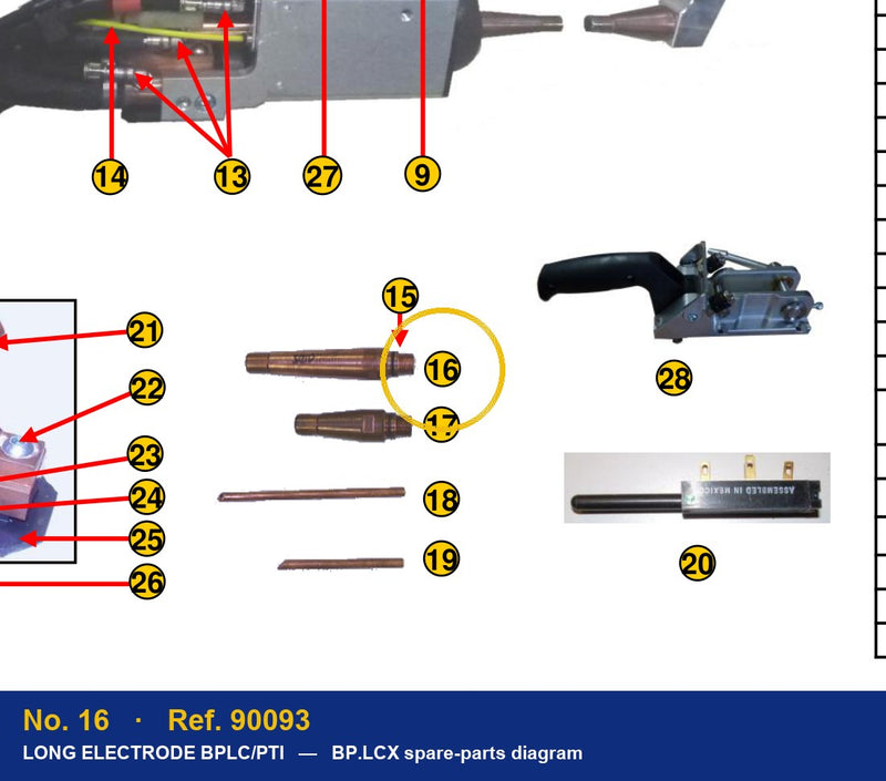 Ref. 90093 – location No. 16 on the GYS BP.LCX spare-parts diagram