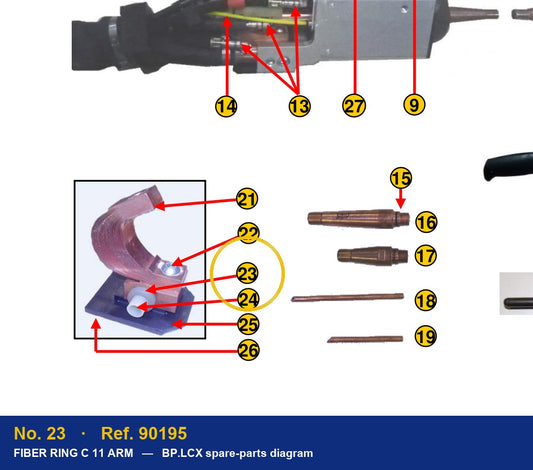 Ref. 90195 – location No. 23 on the GYS BP.LCX spare-parts diagram