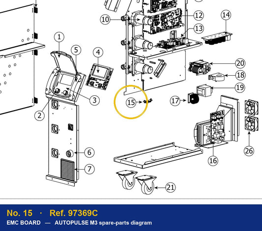 Ref. 97369C – location No. 15 on the GYS AUTOPULSE M3 spare-parts diagram